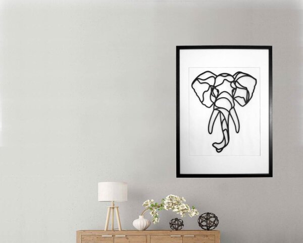 Wanddeko Elefant Rahmen Wandbild 3D Afrikanische Wanddekoration (Echt Holz)  Idee Wandschmuck Deko