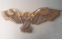 Wanddeko Adler Echt-Holz Dekoration (mit LED Beleuchtung Licht) Wohnung Geschenk Idee Wandschmuck Wand Deko