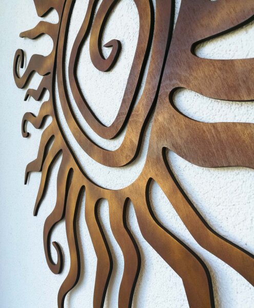 Wanddeko Sonne Spirale Wandbild Innen Außen Garten Geschenk Idee Wandschmuck Wand Deko 3D Echt Holz