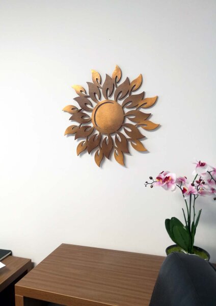 Wanddeko Sonne Wandbild Innen Außen Garten Geschenk Idee Wandschmuck Wand Deko 3D Echt Holz