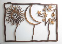 Wanddeko Sonne Mond & Sterne Echt-Holz 3D Wandbild...
